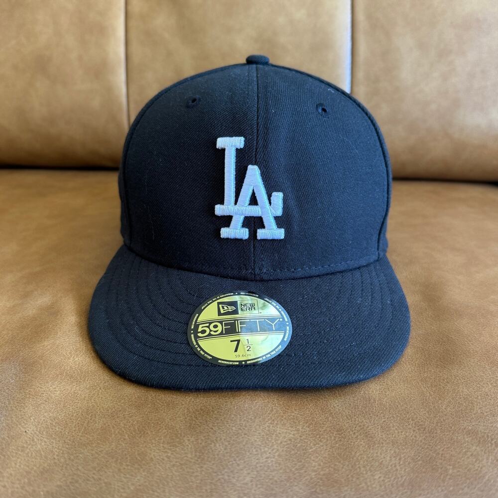 LOS ANGELES DODGERS NEW ERA 59FIFTY FITTED BLACK HAT 7 1/2